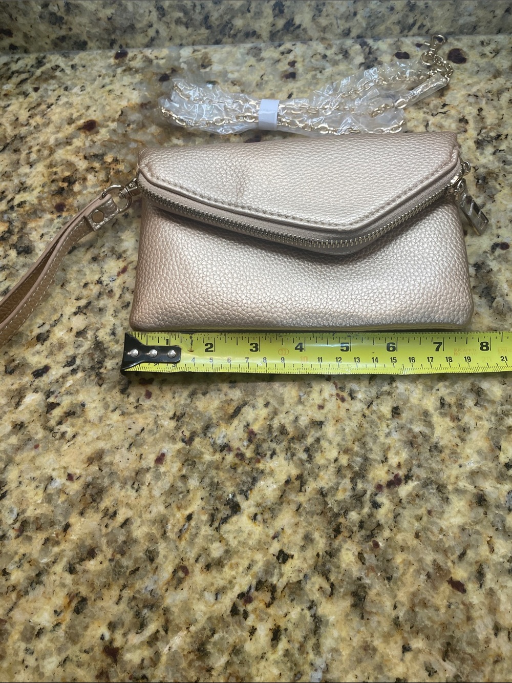 Urban Expressions Metallic Rose Gold Pebbled Wristlet Clutch